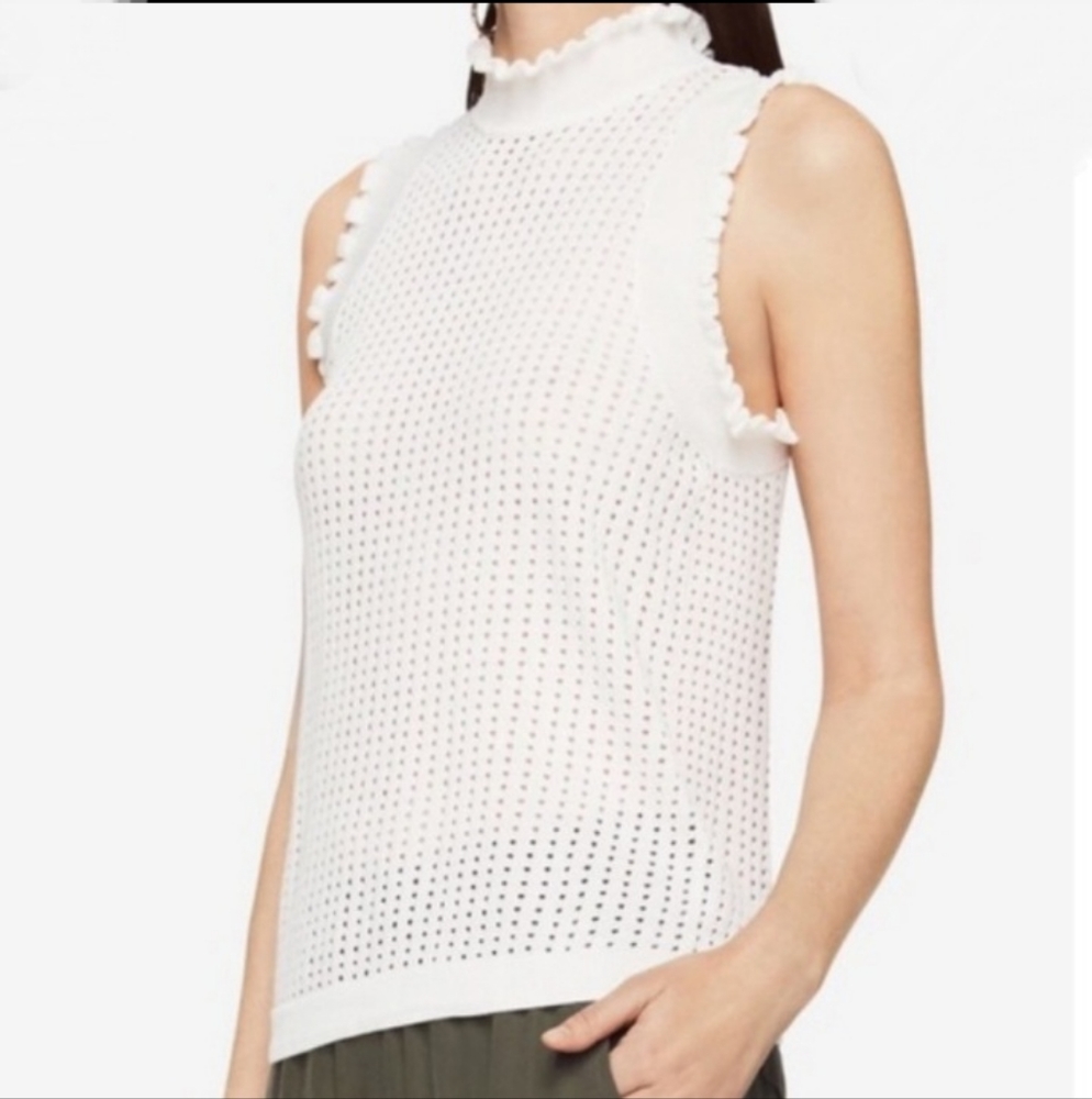 BCBGMaxAzria Axel Eyelet Knit Ruffled Top